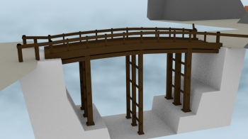 CG復元された小諸城内の橋