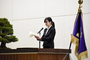 在学生代表による歓迎のことば